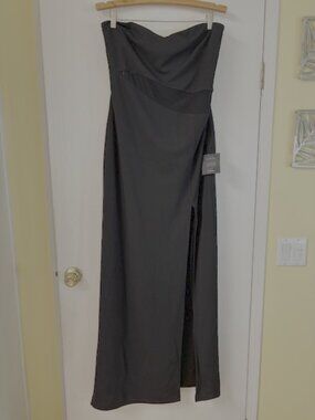 Lulu's Black Strapless Cocktail Dress Side Slit NWT
